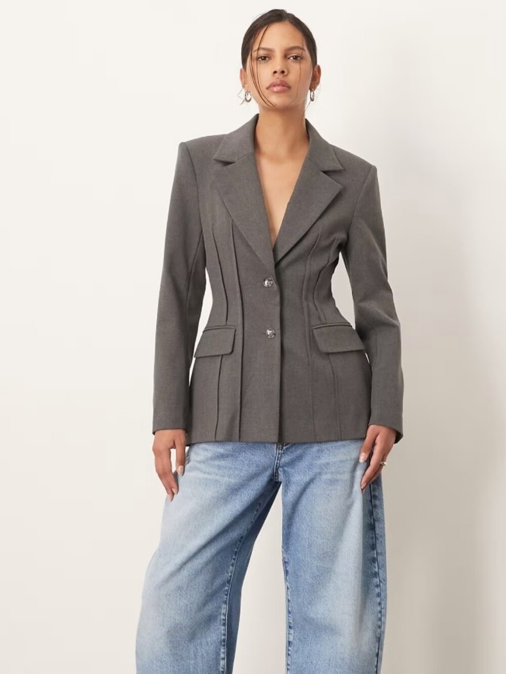 ARRANGE Women's Grey Tailored Ponte Blazer